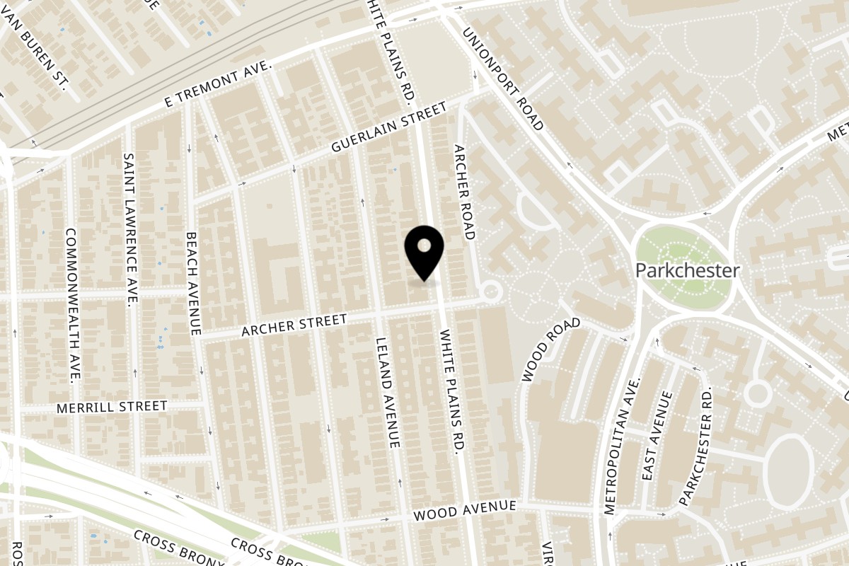 Map showing the location of Thai Cuisine on 1509 White Plains Rd in Bronx